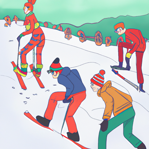 קבוצת חברים שעושים סקי וסנובורד, כולם לובשים טייץ תרמי לתוספת חמימות.